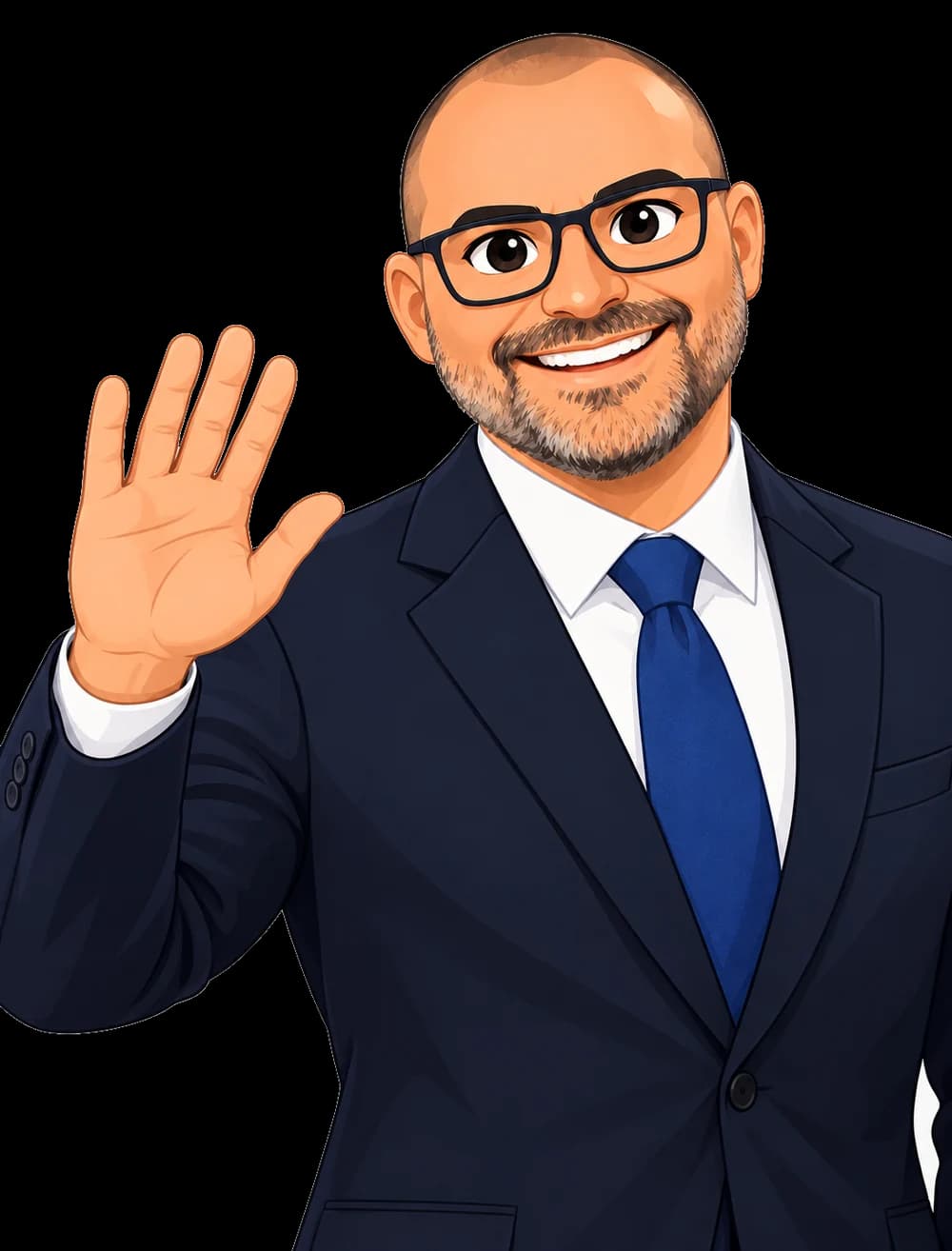 Illustrated AskGeorge assistant waving hello
